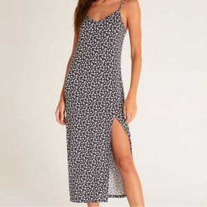Black and White Floral Women's Dress 90s soft grunge vibe